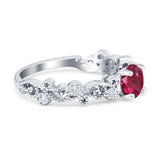 Filigree Art Deco Wedding Ring Round Simulated Cubic Zirconia 925 Sterling Silver
