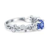 Filigree Art Deco Wedding Ring Round Simulated Cubic Zirconia 925 Sterling Silver