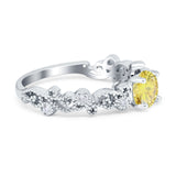 Filigree Art Deco Wedding Ring Round Simulated Cubic Zirconia 925 Sterling Silver