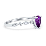 Teardrop Wedding Ring Simulated Cubic Zirconia 925 Sterling Silver