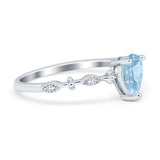 Teardrop Wedding Ring Simulated Cubic Zirconia 925 Sterling Silver