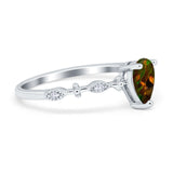 Teardrop Wedding Ring Simulated Cubic Zirconia 925 Sterling Silver