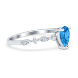 Teardrop Wedding Ring Simulated Cubic Zirconia 925 Sterling Silver