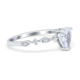Teardrop Wedding Ring Simulated Cubic Zirconia 925 Sterling Silver