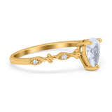 Teardrop Wedding Ring Simulated Cubic Zirconia 925 Sterling Silver