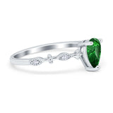 Teardrop Wedding Ring Simulated Cubic Zirconia 925 Sterling Silver