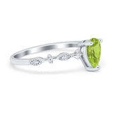 Teardrop Wedding Ring Simulated Cubic Zirconia 925 Sterling Silver