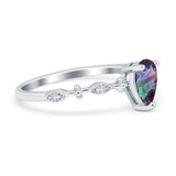 Teardrop Wedding Ring Simulated Cubic Zirconia 925 Sterling Silver