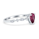 Teardrop Wedding Ring Simulated Cubic Zirconia 925 Sterling Silver