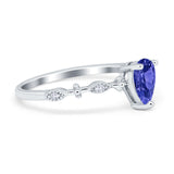 Teardrop Wedding Ring Simulated Cubic Zirconia 925 Sterling Silver