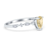 Teardrop Wedding Ring Simulated Cubic Zirconia 925 Sterling Silver