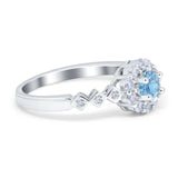 Vintage Style Engagement Ring Round Simulated Cubic Zirconia 925 Sterling Silver