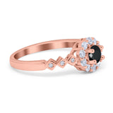 Vintage Style Engagement Ring Round Simulated Cubic Zirconia 925 Sterling Silver