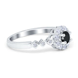 Vintage Style Engagement Ring Round Simulated Cubic Zirconia 925 Sterling Silver