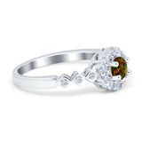 Vintage Style Engagement Ring Round Simulated Cubic Zirconia 925 Sterling Silver