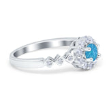 Vintage Style Engagement Ring Round Simulated Cubic Zirconia 925 Sterling Silver