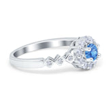 Vintage Style Engagement Ring Round Simulated Cubic Zirconia 925 Sterling Silver