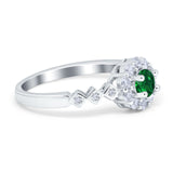 Vintage Style Engagement Ring Round Simulated Cubic Zirconia 925 Sterling Silver