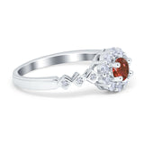 Vintage Style Engagement Ring Round Simulated Cubic Zirconia 925 Sterling Silver