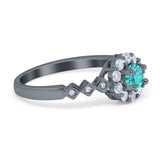 Vintage Style Engagement Ring Round Simulated Cubic Zirconia 925 Sterling Silver