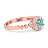 Vintage Style Engagement Ring Round Simulated Cubic Zirconia 925 Sterling Silver