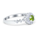 Vintage Style Engagement Ring Round Simulated Cubic Zirconia 925 Sterling Silver