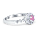 Vintage Style Engagement Ring Round Simulated Cubic Zirconia 925 Sterling Silver