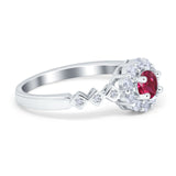 Vintage Style Engagement Ring Round Simulated Cubic Zirconia 925 Sterling Silver