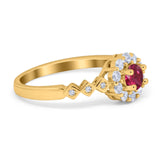 Vintage Style Engagement Ring Round Simulated Cubic Zirconia 925 Sterling Silver