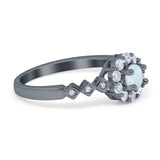 Vintage Style Engagement Ring Round Simulated Cubic Zirconia 925 Sterling Silver