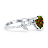 Teardrop Engagement Ring Pear Simulated Cubic Zirconia 925 Sterling Silver