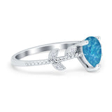 Teardrop Engagement Ring Pear Simulated Cubic Zirconia 925 Sterling Silver