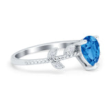 Teardrop Engagement Ring Pear Simulated Cubic Zirconia 925 Sterling Silver