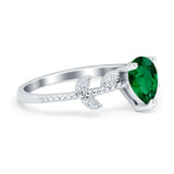 Teardrop Engagement Ring Pear Simulated Cubic Zirconia 925 Sterling Silver