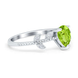 Teardrop Engagement Ring Pear Simulated Cubic Zirconia 925 Sterling Silver