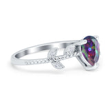 Teardrop Engagement Ring Pear Simulated Cubic Zirconia 925 Sterling Silver
