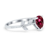 Teardrop Engagement Ring Pear Simulated Cubic Zirconia 925 Sterling Silver