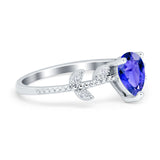 Teardrop Engagement Ring Pear Simulated Cubic Zirconia 925 Sterling Silver