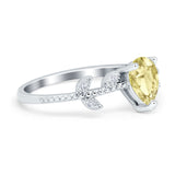 Teardrop Engagement Ring Pear Simulated Cubic Zirconia 925 Sterling Silver
