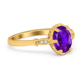 Vintage Style Wedding Ring Round Simulated Cubic Zirconia 925 Sterling Silver