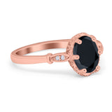 Vintage Style Wedding Ring Round Simulated Cubic Zirconia 925 Sterling Silver