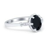 Vintage Style Wedding Ring Round Simulated Cubic Zirconia 925 Sterling Silver