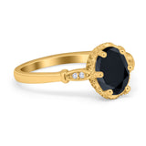 Vintage Style Wedding Ring Round Simulated Cubic Zirconia 925 Sterling Silver