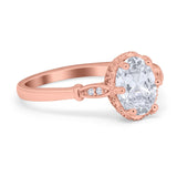 Vintage Style Wedding Ring Round Simulated Cubic Zirconia 925 Sterling Silver