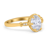 Vintage Style Wedding Ring Round Simulated Cubic Zirconia 925 Sterling Silver