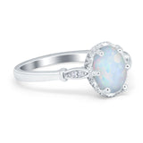 Vintage Style Wedding Ring Round Simulated Cubic Zirconia 925 Sterling Silver
