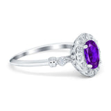 Art Deco Engagement Ring Oval Simulated Cubic Zirconia 925 Sterling Silver