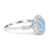 Art Deco Engagement Ring Oval Simulated Cubic Zirconia 925 Sterling Silver