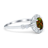 Art Deco Engagement Ring Oval Simulated Cubic Zirconia 925 Sterling Silver