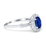 Art Deco Engagement Ring Oval Simulated Cubic Zirconia 925 Sterling Silver
